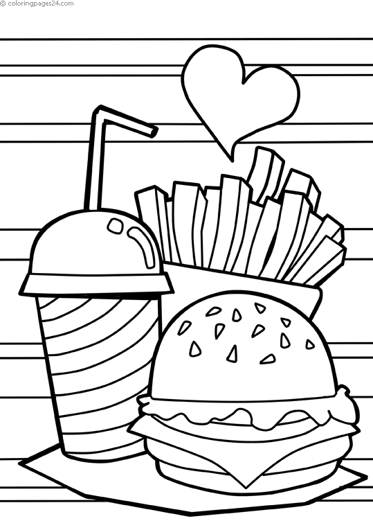 Plansa de colorat cu Hamburger 1 1
